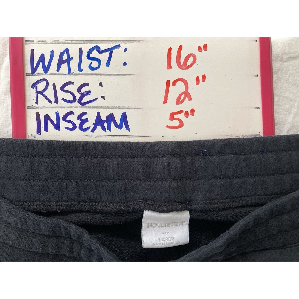 Hollister Sweat Shorts Womens L Black Drawstring Waist Y2K Lounge Athleisure Gym - Picture 9 of 9